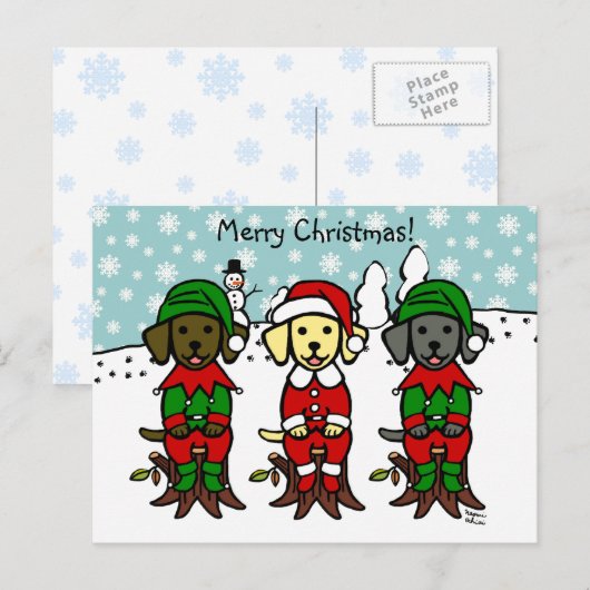 Kerst Drie Lab Puppies Feestdagenkaart (Voorkant / Achterkant)