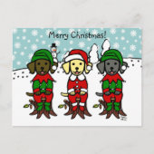 Kerst Drie Lab Puppies Feestdagenkaart (Voorkant)