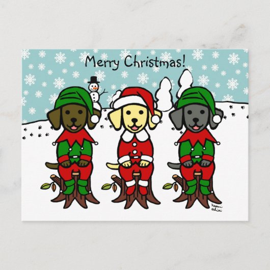 Kerst Drie Lab Puppies Feestdagenkaart (Voorkant)