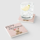 Kerst Drink Coasters Rendier Polka Dot Polkad Stenen Onderzetter (Zijkant)