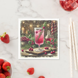 Kerst Drink Cranberry Fizz Decoupage Oud Stijl Servet