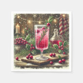 Kerst Drink Cranberry Fizz Decoupage Oud Stijl Servet (Voorkant)