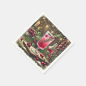 Kerst Drink Cranberry Fizz Decoupage Oud Stijl Servet (Hoek)