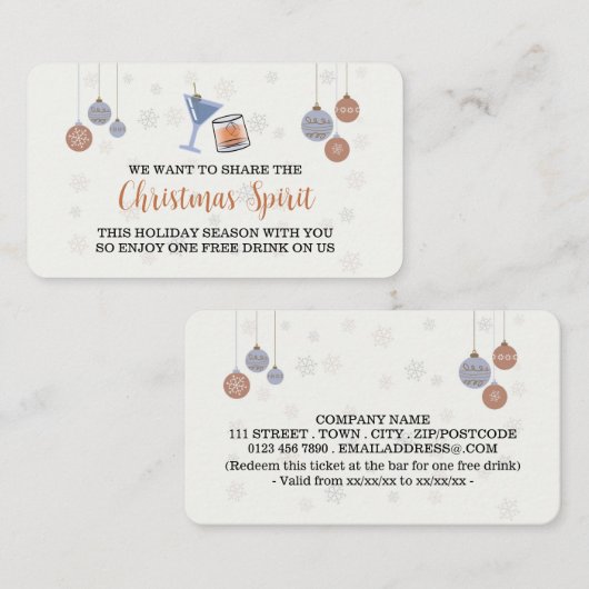 Kerst Drink "Kerstsfeer" Tickets Informatiekaartje (Voorkant / Achterkant)