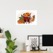 Kerst Drink Kunstwerk met Warme Wijn Poster (Thuiskantoor)