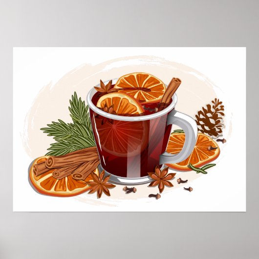 Kerst Drink Kunstwerk met Warme Wijn Poster (Voorkant)