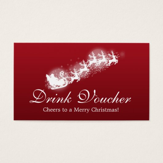 Kerst Drink Voucher Santa Red Visitekaartjes (Voorkant)