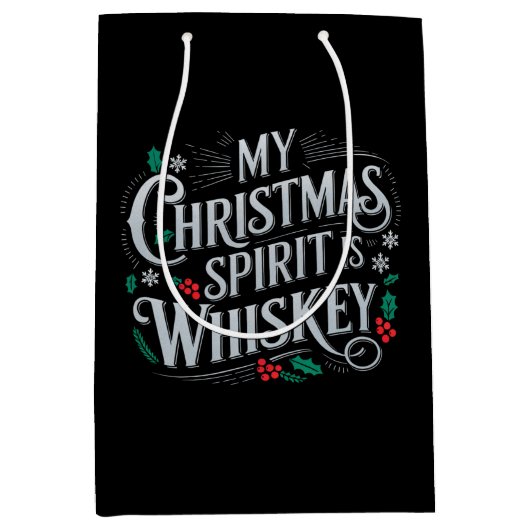 Kerst Drink Whiskey Lovers Drinker Gezegde Medium Cadeauzakje (Voorkant)