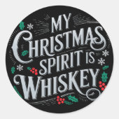 Kerst Drink Whiskey Lovers Drinker Gezegde Ronde Sticker (Voorkant)