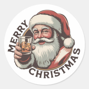 Kerst Drinken Bourbon Feest Whiskey Liefhebber Ronde Sticker