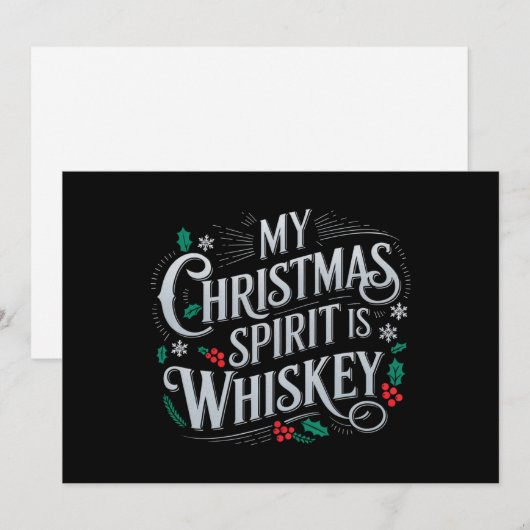 Kerst Drinken Whiskey Liefhebbers Drinker Zeggen  Feestdagenkaart (Voorkant / Achterkant)