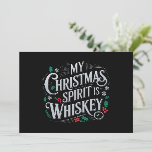 Kerst Drinken Whiskey Liefhebbers Drinker Zeggen  Feestdagenkaart (Staand voorkant)
