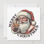 Kerst Drinkende Bourbon Feest Whisky Liefhebber Feestdagenkaart (Voorkant)