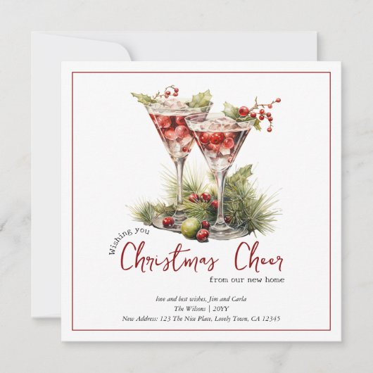 Kerst Drinkjes Nieuwe Thuis Kerstmis Feestdagenkaart (Voorkant)