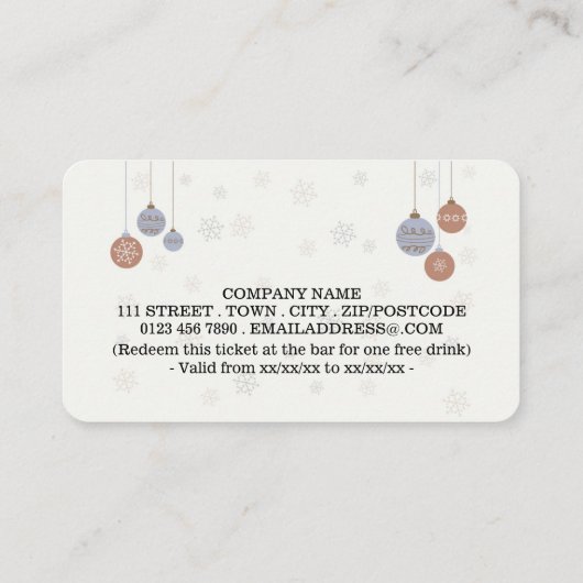 Kerst Drinkticket "Kerstgeest" Informatiekaartje (Achterkant)