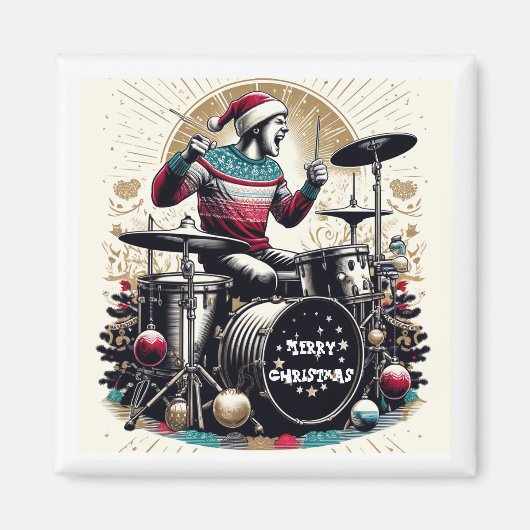 Kerst Drummer Koelkast Magnet (Voorkant)