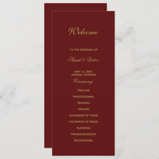 Kerst dubbele kant programma kaart (Voorkant / Achterkant)