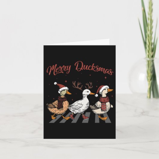 Kerst Ducks Merry Ducksmas Funny Animals Holde Kaart (Voorkant)
