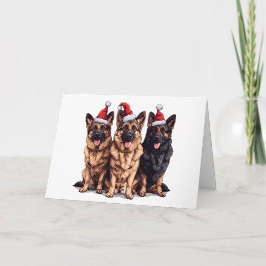 Kerst Duitse Herder Kersthonden Feestdagen Kaart (Voorkant)