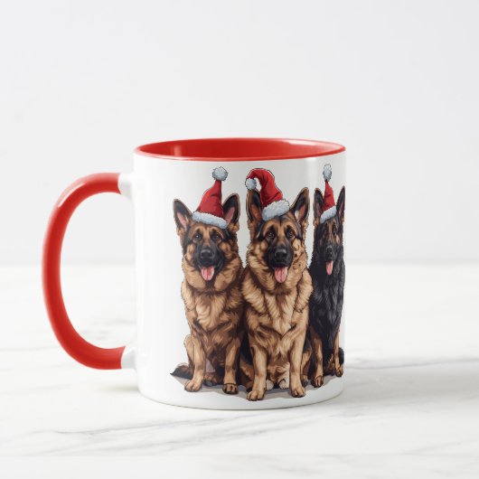 Kerst Duitse Herder Kersthonden Mok (Links)
