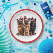 Kerst Duitse Herder Kersthonden Papieren Bordje (Feest)