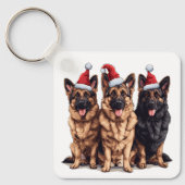 Kerst Duitse Herder Kersthonden Sleutelhanger (Voorkant)