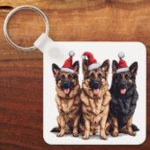 Kerst Duitse Herder Kersthonden Sleutelhanger (Voorkant)