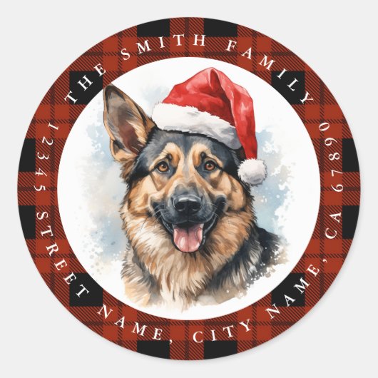 Kerst Duitse Herder Ronde Stickers (Voorkant)