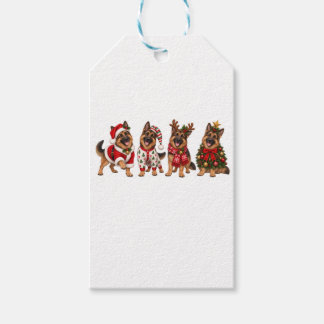 Kerst Duitse Herders Feestelijke Vrienden Cadeaulabel