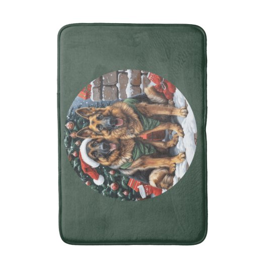 Kerst Duitse herdershonden Badmat (Voorkant Verticaal)