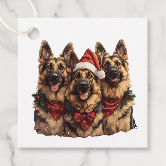 Kerst Duitse Herdershonden Bedankjes Labels (Voorkant)