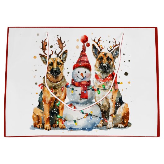 Kerst Duitse herdershonden Groot Cadeauzakje (Voorkant)