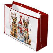 Kerst Duitse herdershonden Groot Cadeauzakje (Voorkant Gekanteld)