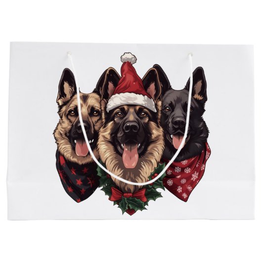 Kerst Duitse herdershonden Groot Cadeauzakje (Achterkant)