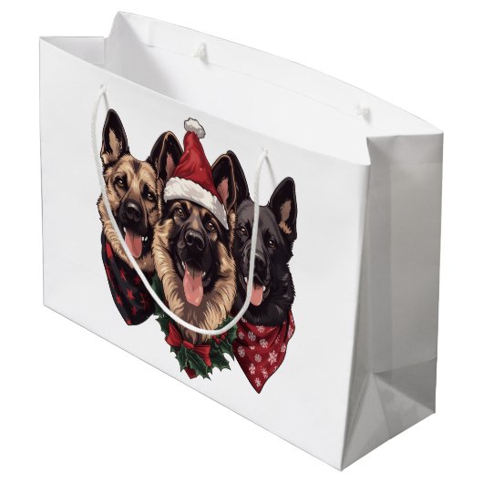 Kerst Duitse herdershonden Groot Cadeauzakje (Achterkant Gekanteld)