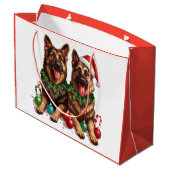 Kerst Duitse herdershonden Groot Cadeauzakje (Achterkant Gekanteld)