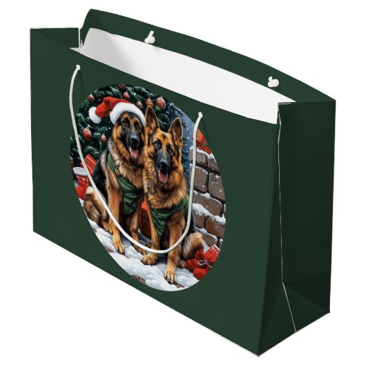 Kerst Duitse herdershonden Groot Cadeauzakje (Achterkant Gekanteld)