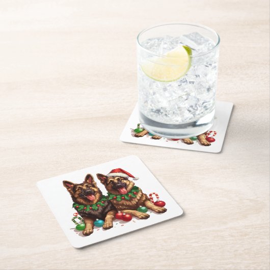 Kerst Duitse herdershonden Kartonnen Onderzetters (Insitu)