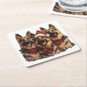 Kerst Duitse herdershonden Kartonnen Onderzetters (Schuin)