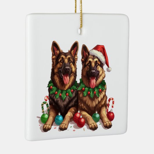 Kerst Duitse herdershonden Keramisch Ornament (Rechts)