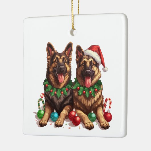 Kerst Duitse herdershonden Keramisch Ornament (Links)