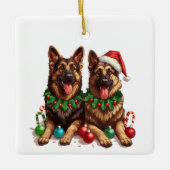 Kerst Duitse herdershonden Keramisch Ornament (Voorkant)