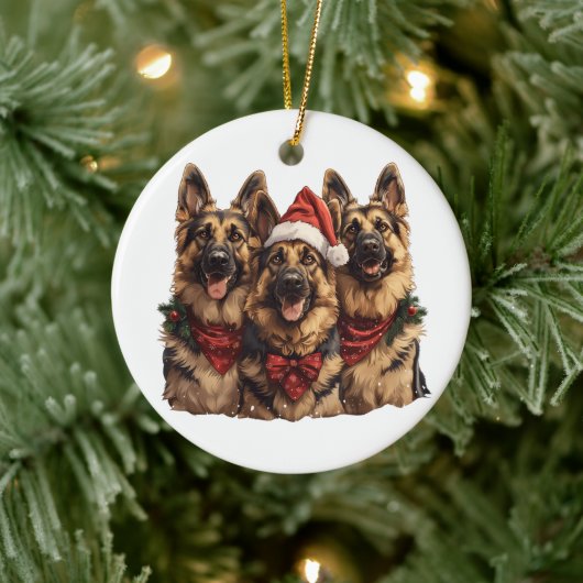 Kerst Duitse herdershonden Keramisch Ornament (Boom)