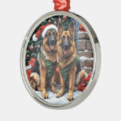 Kerst Duitse herdershonden Metalen Ornament (Links)