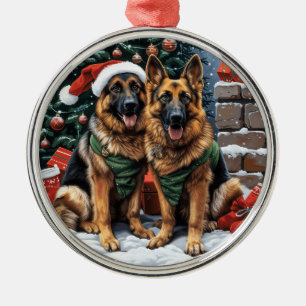 Kerst Duitse herdershonden Metalen Ornament
