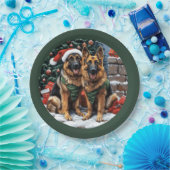 Kerst Duitse herdershonden Papieren Bordje (Feest)