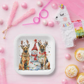 Kerst Duitse herdershonden Papieren Bordje (Feest)