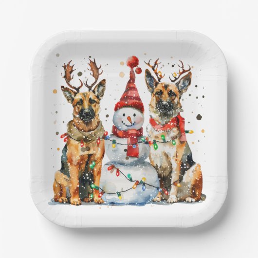 Kerst Duitse herdershonden Papieren Bordje (Voorkant)
