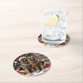 Kerst Duitse herdershonden Ronde Kartonnen Onderzetter (Insitu)