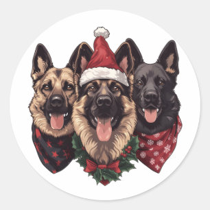 Kerst Duitse herdershonden Ronde Sticker
